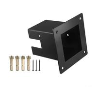 Beatanug Kit de support d'angle à angle droit pour pergola, base de poteau en acier et aluminium avec trous de parasol, connecteur 3 voies robuste pour cadre de tonnelle, noir (base)