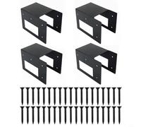 Beatanug Kit de support de rangement pour bois de chauffage extérieur - Support réglable en acier robuste pour une utilisation en intérieur/extérieur, comprend 4 supports noirs et 50 vis, compatible