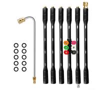 Beatanug Kit d'extension pour nettoyeur haute pression pour nettoyage de gouttière - Ensemble de buses réglables à 6 positions, raccord rapide de 6,35 mm, 4000 psi, incurvé et droit (lot de 2)