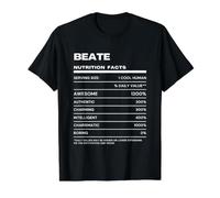 Beate Valeur Nutritive Nom Drôle T-Shirt Graphique avec Valeur, Homme, Noir, S