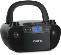 Beatfoxx CDB-1016 BK Boombox cassette, lecteur CD, radio transportable - Enregistreur AUX, sortie casque - Alimentation par câble ou 6 piles C