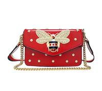 Beatfull Designer Bee Sac à main à bandoulière tendance avec perle pour femme en cuir PU, Rouge