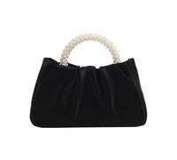 Beatfull Sac à main de soirée pour femme - Petit sac à main en cuir souple froncé - Pour mariage, fête, bal de fin d'année, Noir/transparent, Contemporain