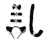 Beatifufu 1 Set Faux Fur Orees Animal Band Hair Furry Cat Tail Bracelets Bow Tie Halloween Cosplay Supplies