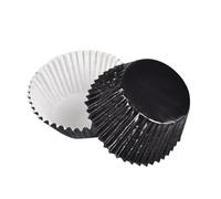 Beatifufu 100 Pièces Caissettes Cupcake Aluminium Épaissies Noires Moules Mini Muffins Résistants à Huile pour Pâtisserie Anniversaire Mariage