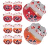 Beatifufu 12 Pièces Maneki Neko Cat Charms DIY Jewelry Accessories Ceramic Beads For Handmade Bracelets And Necklaces With And Orange Holes