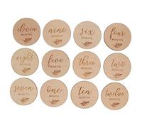 Beatifufu 12pièces Cartes Bois Pour Disques Mensuels De Croissance Accessoires Photo Adorables Pour Capturer Les Moments Importants Sécuritaires Et Écologiques Pour Décoration Souvenirs