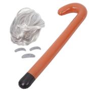 Beatifufu 1ensemble Set De Cosplay Halloween Avec Perruque Barbe Et Canne Gonflable Pour Déguisement De Vieil Homme Ou Professeur Accessoires De Fête Halloween