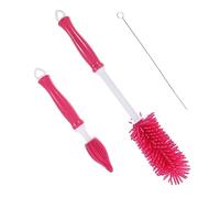 Beatifufu 1pièce Brosse De Nettoyage Silicone Pour Biberons Brosse Rotative à Degrés Avec Support De Rangement Accessoire Pratique Pour Nourrissons Rouge