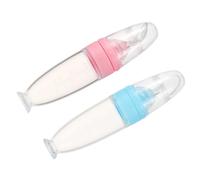 Beatifufu 2 pièces Biberons Dapprentissage Silicone avec Cuillère pour Garçon Fille Design Stable avec Base Autoportante et Portables pour Nourrissage Facile à et Déplacement Adaptés Aux