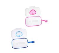 Beatifufu 2 pièces Boîte à Lingettes Garçon Fille Portable PP Sûr avec Sangle Pratique pour Sorties et Voyages Assorties Blanc Rose Blanc Bleu