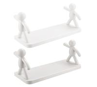 Beatifufu 2 Pièces Étagère Murale de Rangement sans Clous PP Blanche | Usage Polyvalent, Structure Stable et Créative, Adaptée la Cuisine et Salle de Bain, Style Simple Classique