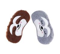Beatifufu 2 pièces Masque de Sommeil Garçon Fille Peluche Doux Cache Yeux Anti-lumière pour Sieste Maison Voyage Singe Gris Marron