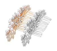 Beatifufu 2 Pièces Peignes de Mariée Vintage Alliage avec Perles et Strass Accessoires Légers et Confortables pour Coiffure de Mariée et Demoiselle Honneur