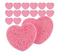 Beatifufu 20 Éponges Nettoyantes Visage de Cœur, Coton et Pulpe de Bois, Exfoliantes et Douces, Usage à Domicile Voyage