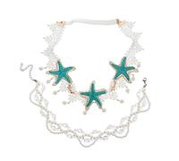 Beatifufu 2pièces Bandeau Sirène Perles De Mer Et Collier Floral Pour Mariage Accessoire De Cheveux Élégant Et Confortable Pour Femmes