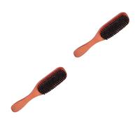 Beatifufu 2pièces Brosse à Cheveux Poils De Sanglier Avec Poignée Bois Peigne De Coiffure Pratique Pour Salon Et Usage Domestique Noir Rouge Foncé