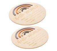 Beatifufu 2pièces Panneaux Annonce De Naissance Bois Rond Pour Signes Annonciateurs De Nom Et Moments Spéciaux Accessoires Photographie Pour Baptêmes Et Fêtes