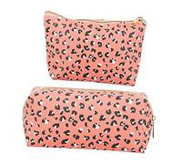 Beatifufu 2pièces Trousse De Maquillage Imprimée Léopard Sac De Voyage Pratique pour Cosmétiques Set De Rangement Élégant