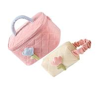 Beatifufu 2pièces Trousse De Maquillage Matelassée à Cosmétiques De Voyage Trousse Toilettte Pratique pour Accessoires De Beauté Grand Volume Design Compact Et Élégant