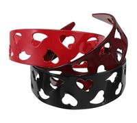 Beatifufu 3 Pièces Bandeaux Larges Forme de Cœur pour Femmes Serre-têtes Antidérapants avec Dents Couleurs Élégantes Noir Rouge Foncé et Rouge Accessoires Cheveux Légers pour Fêtes et