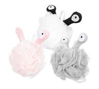 Beatifufu 3 Pièces Boules de Bain Exfoliantes Maille Douce avec Lanières Suspendues Accessoires de Bain pour Peau et Nettoyage Profond Confortables et Homme Blanc Gris Rose