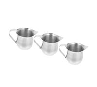 Beatifufu 3 Pièces Pichet à Lait Inox pour Cappuccino et Espresso Cruche à Mousse Compacte avec Bec Verseur Précis Design Moderne pour Camping Extérieur et Latte Art