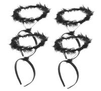 Beatifufu 4 Pièces Bandeaux Ange Noirs Tête Auréole Adorable pour Garçon Fille et Adultes Accessoire Coiffure pour Fêtes Cosplay et Carnaval