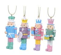 Beatifufu 4 Pièces Lot de Figurines Nutcracker Résine Décorations de Noël Suspendues Soldats Colorés pour Sapin et Table Ornements Festifs et Adorables