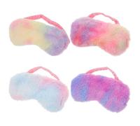 Beatifufu 4 pièces Lot de Masques de Sommeil Peluche Colorés Cache-yeux Doux et Réutilisables pour Dormir Confortables et Légers Voyage et Repos
