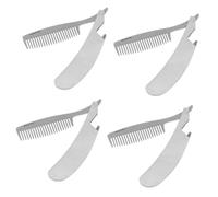 Beatifufu 4pièces Peigne à Barbe Multifonctionnel Acier Inoxydable Outil De Coiffure Miniature Pour Hommes Pour Voyage Et Entretien Barbe