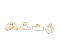 Beatifufu 4pièces Pince à Cheveux Doré Lot De Clips à Cheveux De Style Français Grands Accessoires Design Élégant Forme De Banane Coque Et Perles