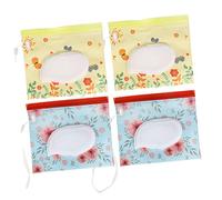 Beatifufu 4pièces Poche De Voyage Distributeur Réutilisable De Lingettes Humides Fenêtre Pour Cosmétiques Accessoire Pratique Pour Sorties