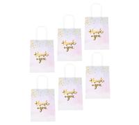 Beatifufu 6 pièces Lot Thank You avec Poignées Sacs de Fête Mariage Sachets pour et Petits Sacs Kraft Blanc avec Motifs Floraux