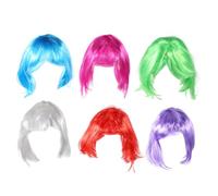 Beatifufu 6 pièces Perruques Courtes Colorées Bob pour Femmes et Filles Perruques de Costume Brillantes pour Fête Halloween et Cosplay
