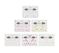 Beatifufu 6pcs Autocollants Visage Marguerite Imperméables et Résistants la Sueur en Papier pour Filles et Femmes Décoration Maquillage Beauté Couleur Aléatoire