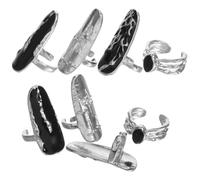 Beatifufu Bague D'ongle Rétro À Ouverture Réglable Style Punk Décoration D'ongles Pour Femme Accessoire De Nail Art Irrégulier Bague De Bout De Doigt