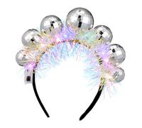 Beatifufu Bandeau Disco Vintage Noël avec Boules Facettes Plastique Élastique Confortable pour Fête Costume Accessoire Cheveux Femme