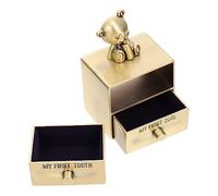 Beatifufu Boîte à Souvenirs Pour Dents De Lait 2 Tiroirs Pour Bébé, Boîte De Rangement Pratique Et Légère, Décorée D'un Ours, Pour Conserver Dents Et Cheveux D'garçon Et Filles