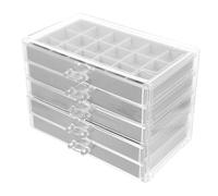 Beatifufu Boîte de Rangement pour Collection de Roches Compartiments avec Diviseurs Amovibles Coffret Acrylique Transparent Multi-niveaux pour Bijoux Cristaux et Objets Décoratifs