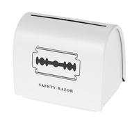 Beatifufu Boîte De Recyclage De Métaux pour Lames De Rasoir Taille Moyenne en Fer Blanc Hermétique Blanc pour Étui à Outils De Rasage Utilisation Salle De Bain