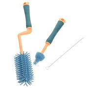 Beatifufu Brosse à Biberon Multifonction en Silicone Bleu Prise Confortable et Nettoyage à L'eau Chaude, Ensemble Portable pour Biberons, Tétines et Pailles