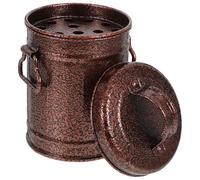 Beatifufu Cendrier Rétro en Fer Marron, Seau Petit Portable avec Couvercle, Conçu pour Usage Intérieur comme Restaurant et Usage en Fête, Aspect Métallique Stylé