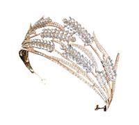 Beatifufu Couronne Baroque Dorée pour Femme Diadème Mariage Brillant Accessoire Coiffure Mariage Adulte Tiare Décorative pour Cérémonie et Fête Couronne Élégante