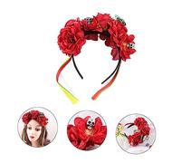 Beatifufu Couronne De Fleurs -tête De Fête -tête De Mariée Coiffe De Fleurs Rouges Pour Accessoire Photo De Mariage