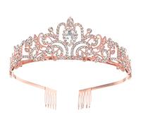Beatifufu Crystal Tiara Crown Birthday Crown Wedding Bride Tiara Hair Accessory for Women Girls