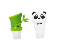 Beatifufu Distributeurs Lotion Silicone Alimentaire Bouteilles Vides pour Shampooing et Soins du Corps Design Panda et Canne à Sucre Accessoires Salle de Bain Portables pour Voyage et Usage