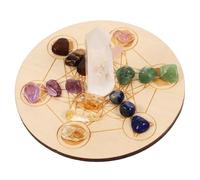 Beatifufu Ensemble de Pierres de Cristal Naturelles et Planche de Divination en Bois, Outil de Divination Chakras, Décoration Ésotérique pour Contemplation et Soins Énergétiques,