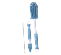 Beatifufu Goupillon Silicone pour Biberon et Tétine Bébé, Brosse Multifonction Rotative 360°, Manche Droit Bleu Corail, Nettoyage Paille et Sucette, Accessoire Alimentaire Bébé
