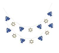 Beatifufu Guirlande Lumineuse Hanoukka à Piles Étoiles Dorées Et Bougies Bleues, Décoration Lumineuse LED pour Fête De Hanoukka, Éclairage Décoratif Intérieur Festif